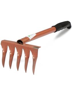 Грабли прямые, 5 витых зубцов, длина 39 см, металлический черенок, пластиковая ручка
