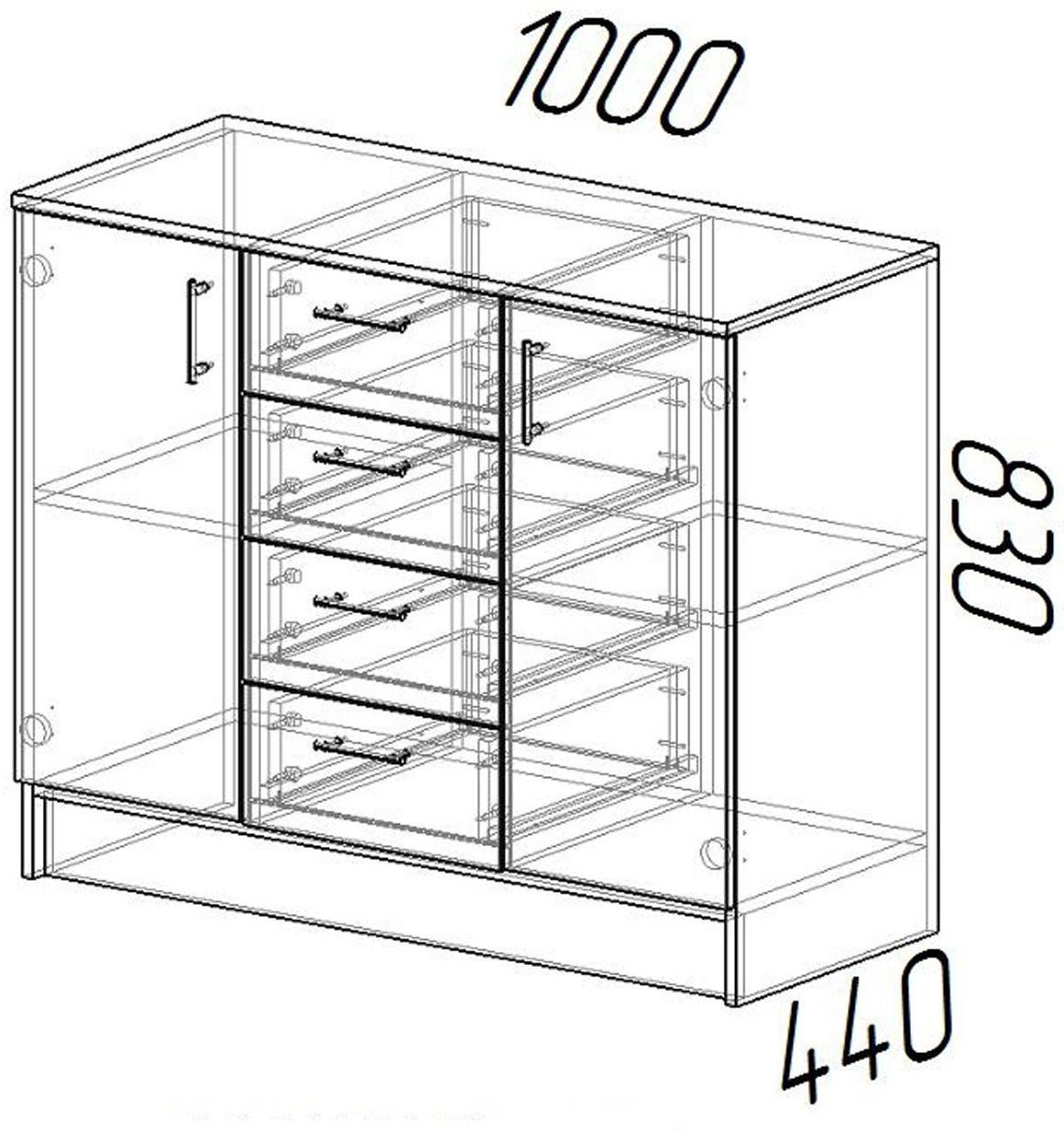 Комод Эра, 1000 × 830 × 440, Венге/Лоредо
