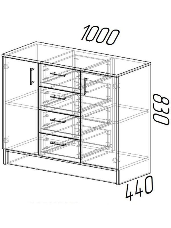 Комод Эра, 1000 × 830 × 440, Венге/Лоредо