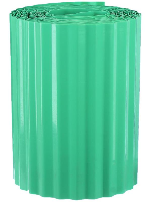 Лента бордюрная, 0.2 × 9 м, толщина 0.6 мм, пластиковая, гофра, зелёная