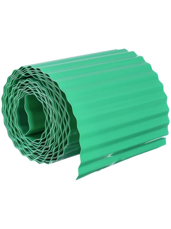 Лента бордюрная, 0.2 × 9 м, толщина 0.6 мм, пластиковая, гофра, зелёная
