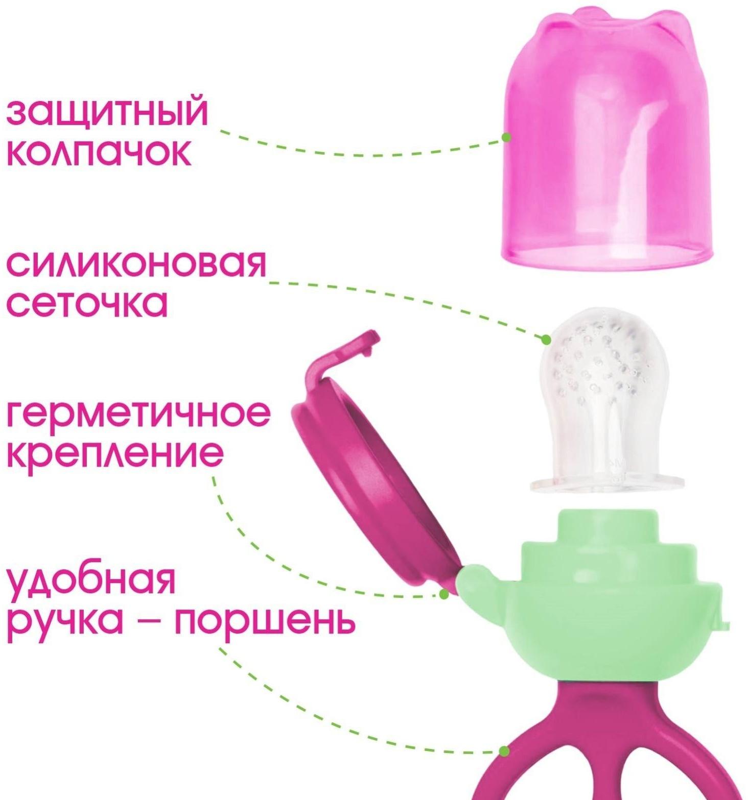 Ниблер с силиконовой сеточкой, вращающийся поршень, цвет малиновый