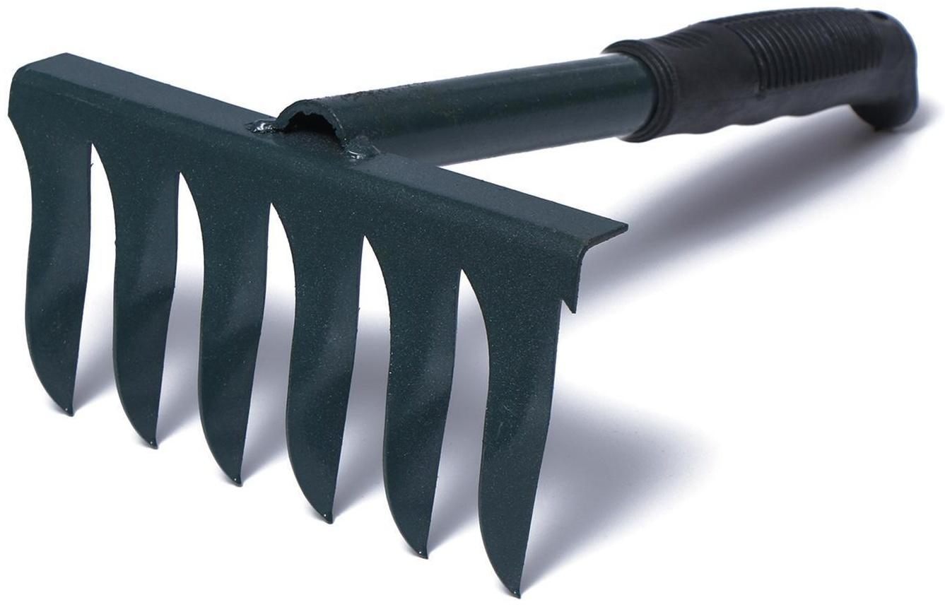 Грабли прямые, 6 витых зубцов, длина 40 см, пластиковая ручка