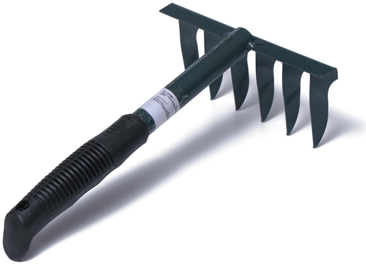 Грабли прямые, 6 витых зубцов, длина 40 см, пластиковая ручка