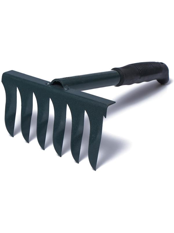 Грабли прямые, 6 витых зубцов, длина 40 см, пластиковая ручка