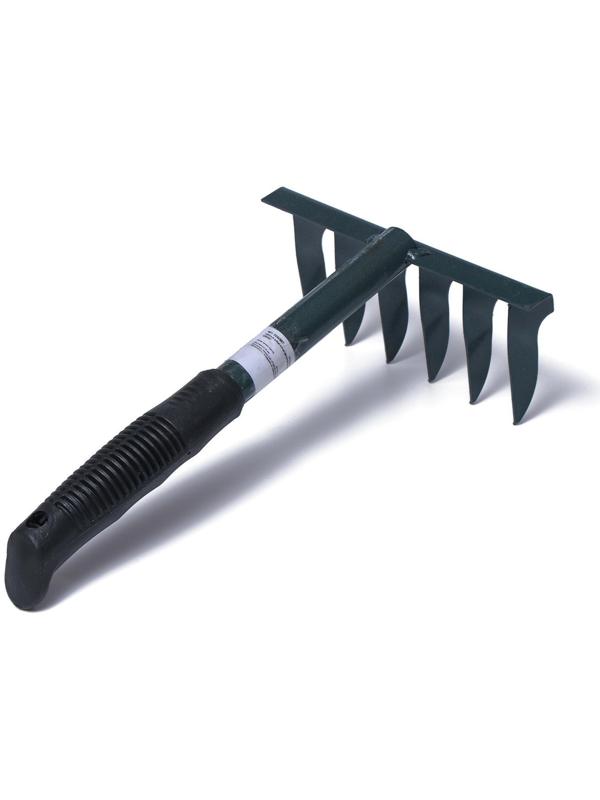 Грабли прямые, 6 витых зубцов, длина 40 см, пластиковая ручка
