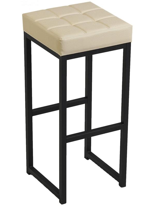 Стул барный ЛОФТ-2 без спинки, черный/молочная рептилия