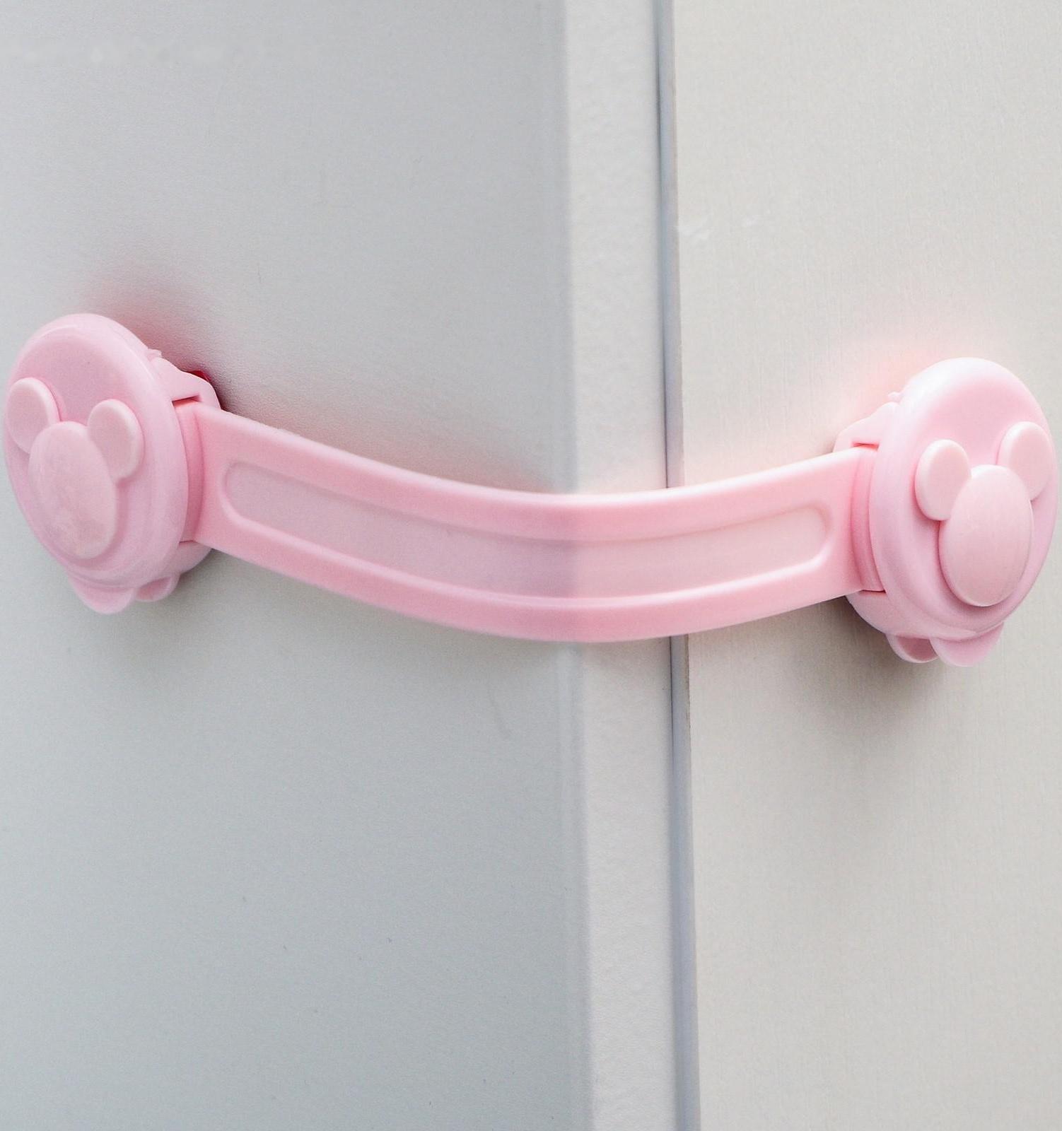 Блокиратор двери гибкий, набор 2 шт., цвет розовый