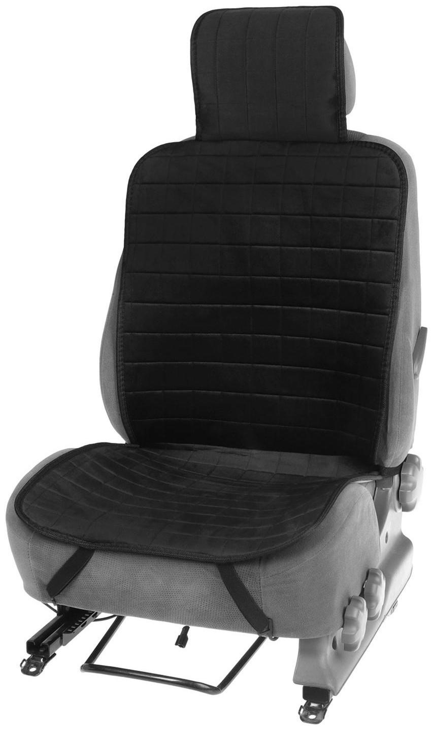 Накидка на переднее сиденье автомобиля 131х48 см, искусственный мех, черный