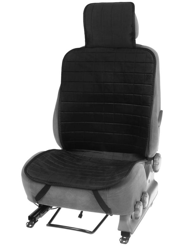 Накидка на переднее сиденье автомобиля 131х48 см, искусственный мех, черный