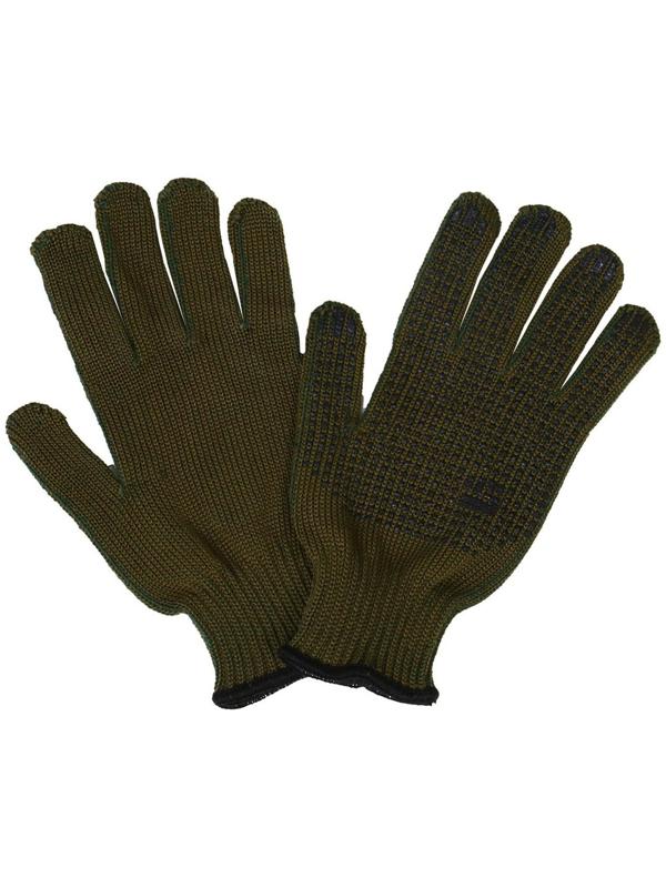 Перчатки, х/б, вязка 10 класс, 5 нитей, 3-слойные, размер 10, с ПВХ протектором, зелёные, «Олива»