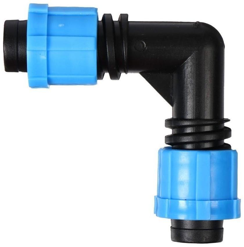 Соединитель L-образный для капельной ленты, 16 мм — 16 мм, пластик