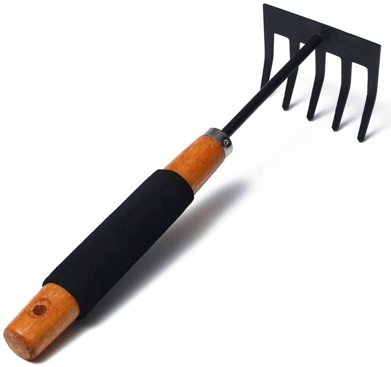 Грабли, длина 30 см, деревянная ручка с поролоном