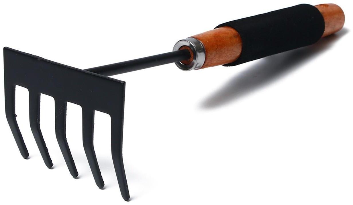 Грабли, длина 30 см, деревянная ручка с поролоном