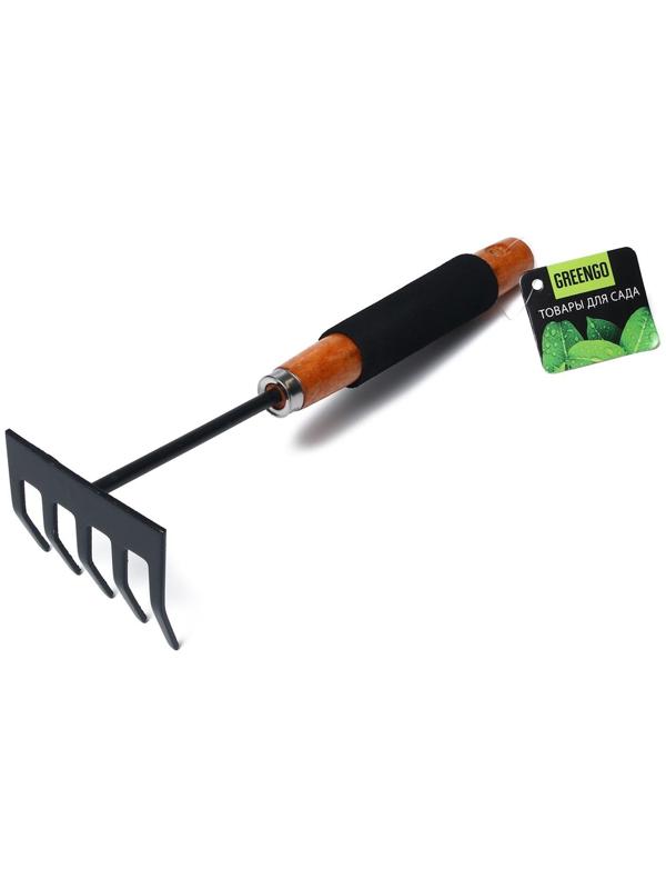 Грабли, длина 30 см, деревянная ручка с поролоном