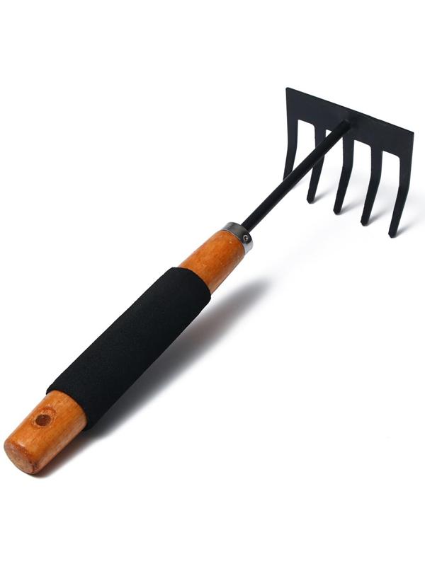 Грабли, длина 30 см, деревянная ручка с поролоном