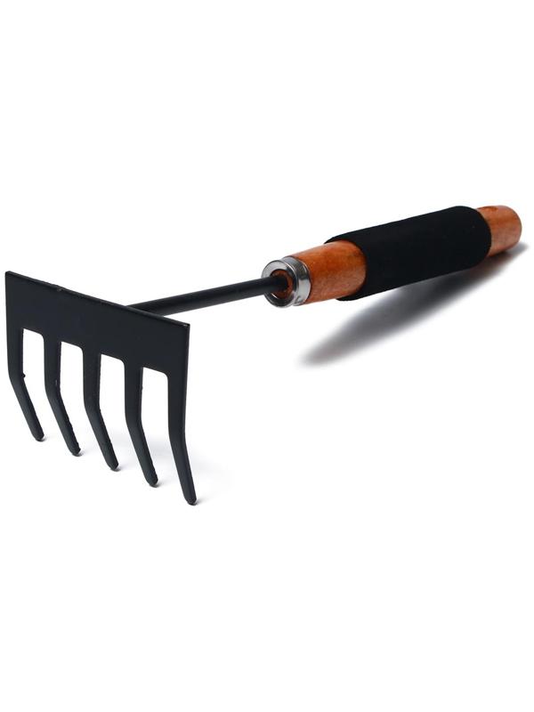 Грабли, длина 30 см, деревянная ручка с поролоном