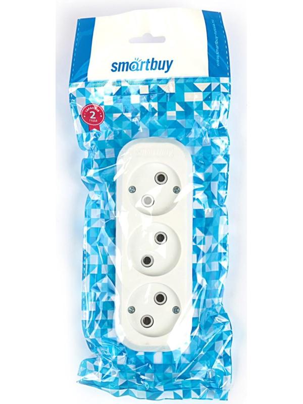 Колодка Smartbuy, 3 розетки, 10 А, 2200 Вт, без з/к, белая