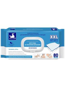 Влажные салфетки для интимной гигиены White Whale для ухода за лежачими больными 80 шт.