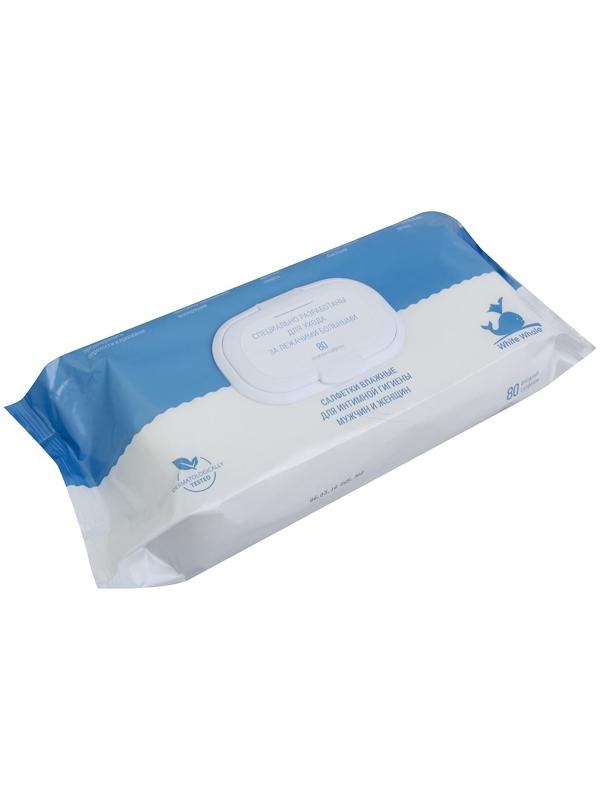 Влажные салфетки для интимной гигиены White Whale для ухода за лежачими больными 80 шт.