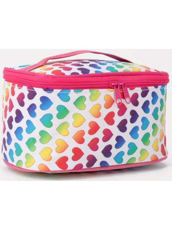 Косметичка на молнии, с зеркалом, цвет розовый/разноцветный