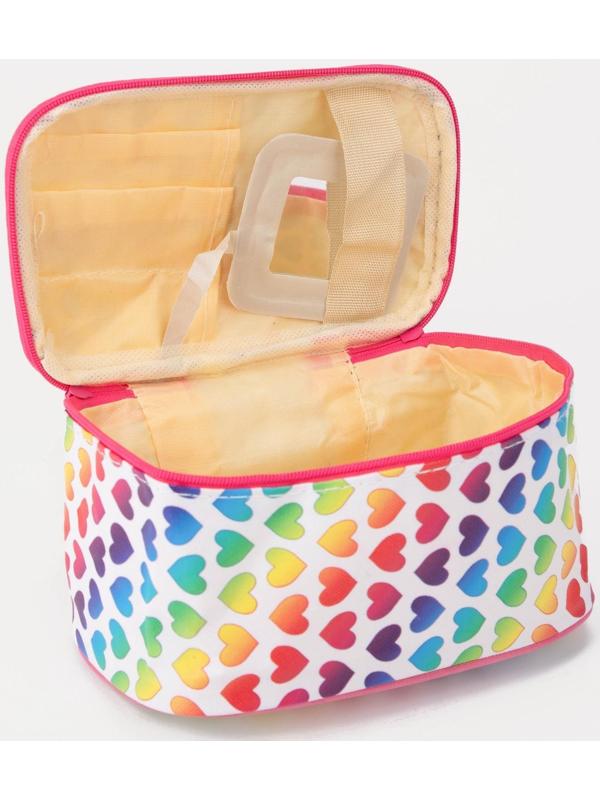 Косметичка на молнии, с зеркалом, цвет розовый/разноцветный