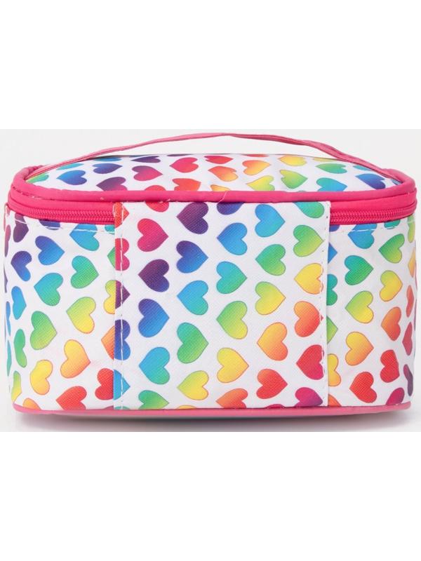 Косметичка на молнии, с зеркалом, цвет розовый/разноцветный