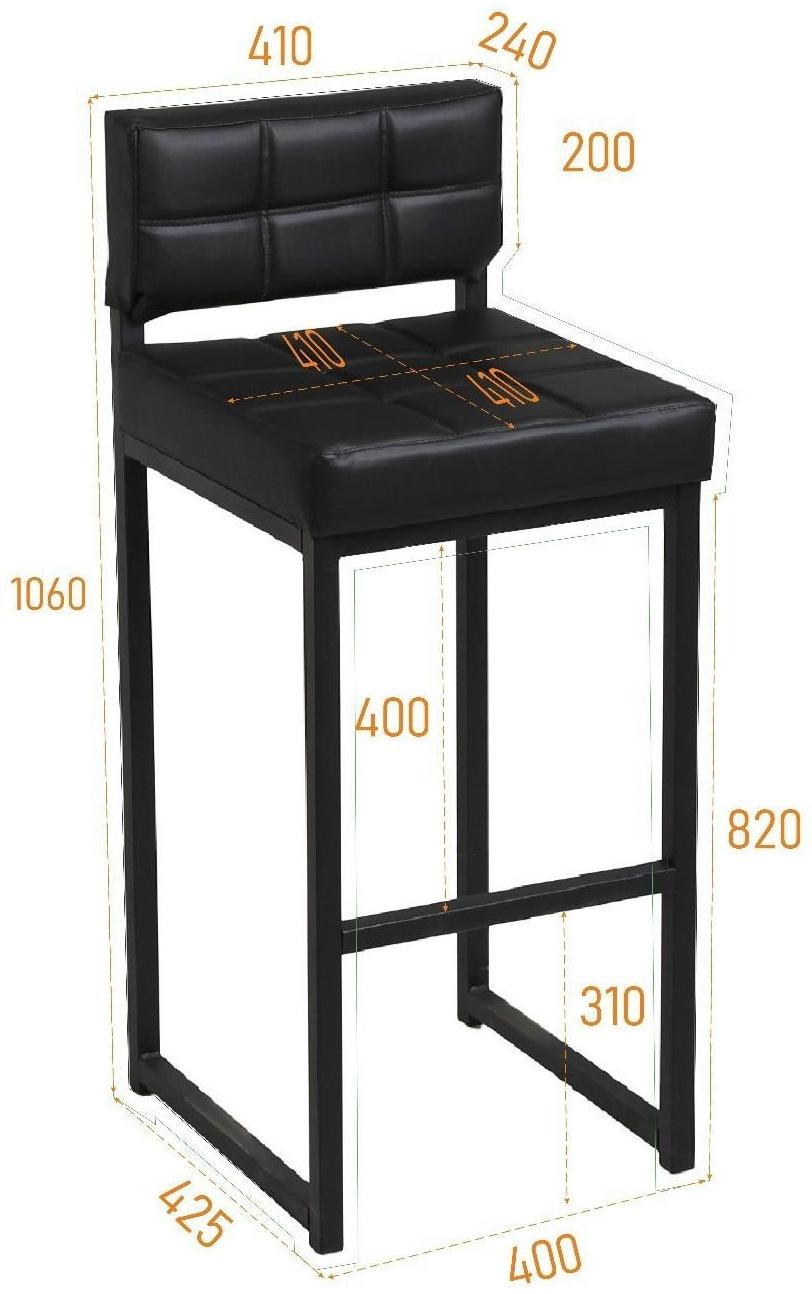 Стул барный ЛОФТ-1 со спинкой, черный/черный