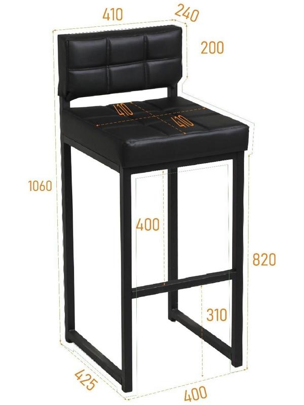 Стул барный ЛОФТ-1 со спинкой, черный/черный