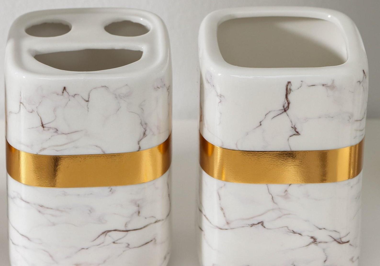 Набор аксессуаров для ванной комнаты «Кохалонг», 4 предмета (мыльница, дозатор для мыла, 2 стакана), цвет белый