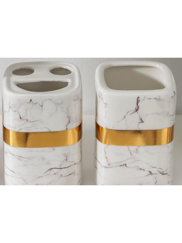 Набор аксессуаров для ванной комнаты «Кохалонг», 4 предмета (мыльница, дозатор для мыла, 2 стакана), цвет белый