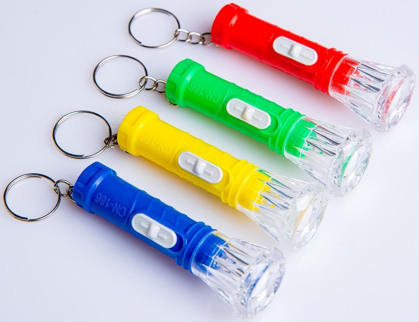 Фонарь-брелок, 1 LED, рассеиватель цветок, 2.2 х 6.5 см, микс