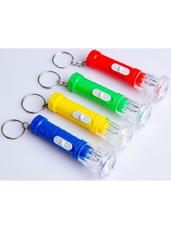 Фонарь-брелок, 1 LED, рассеиватель цветок, 2.2 х 6.5 см, микс