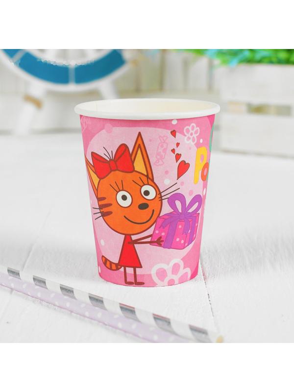 Стакан бумажный «Три Кота», 6 шт., 180 мл, цвет розовый