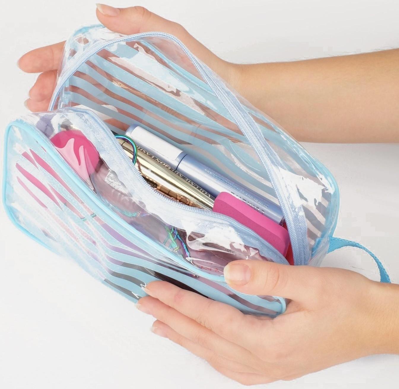 Косметичка на молнии, цвет голубой