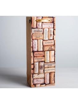 Пакет крафтовый под бутылку «С пожеланиями!», 12 × 36 × 10 см