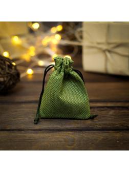 Мешочек подарочный из холщи, зелёный, 7 х 9 см