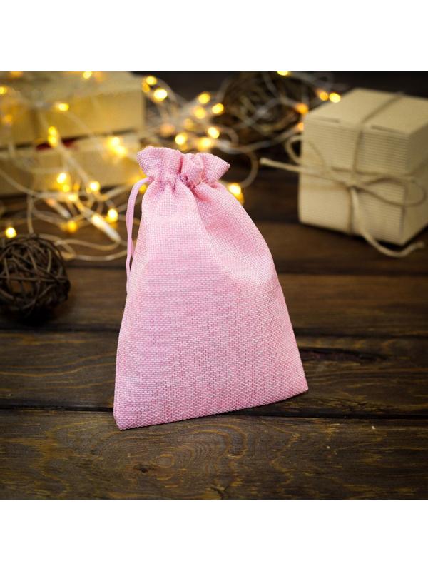 Мешочек подарочный из холщи, розовый, 10 х 14 см