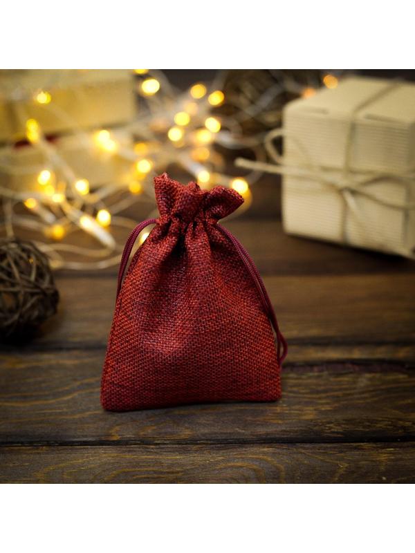 Мешочек подарочный из холщи, красный, 10 х 14 см