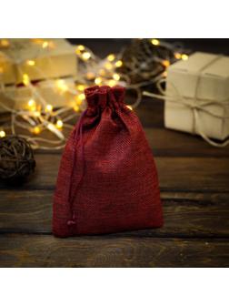 Мешочек подарочный из холщи, красный, 13 х 18 см