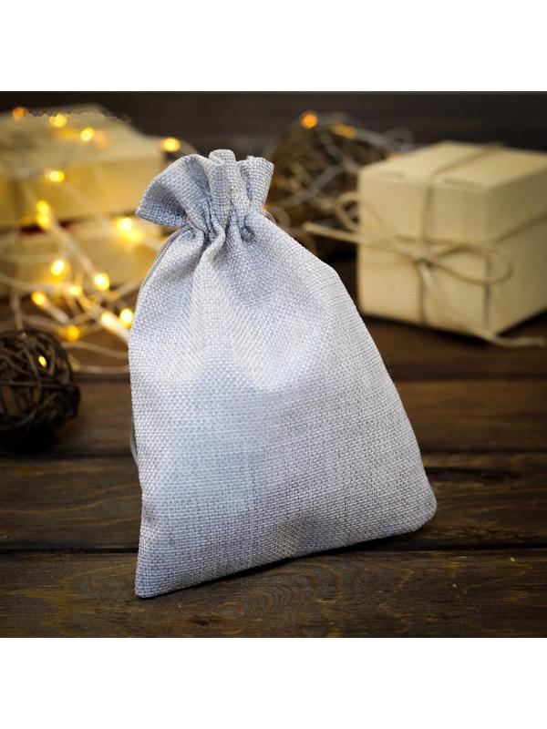 Мешочек подарочный из холщи, серый, 15 х 21 см
