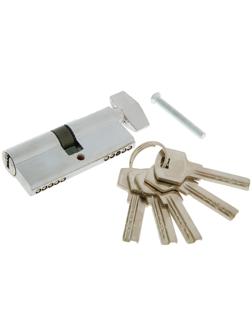 Цилиндровый механизм, 70 мм, с вертушкой, перфор. ключ, 5 ключей, цвет хром