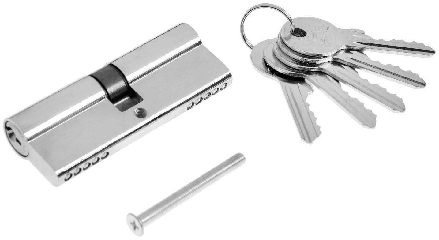 Цилиндровый механизм, 80 мм, английский ключ, 5 ключей, цвет хром