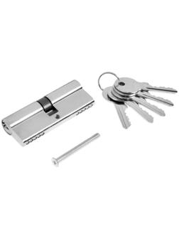 Цилиндровый механизм, 80 мм, английский ключ, 5 ключей, цвет хром