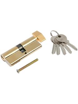 Цилиндровый механизм, 80 мм, с вертушкой, английский ключ, 5 ключей, цвет золото