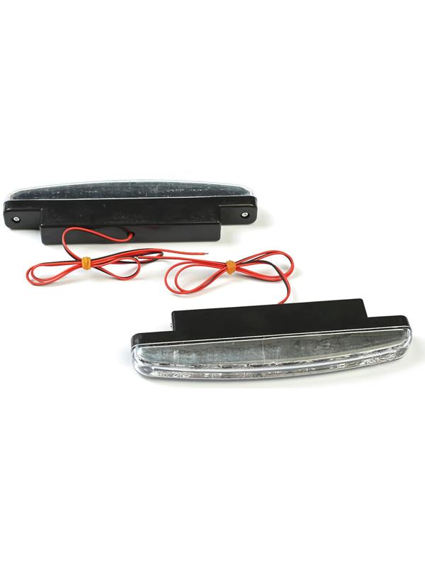 Дневные ходовые огни KS, KS-008-2, 8 LED, хром, провода, 158х36х18 мм, набор 2 шт