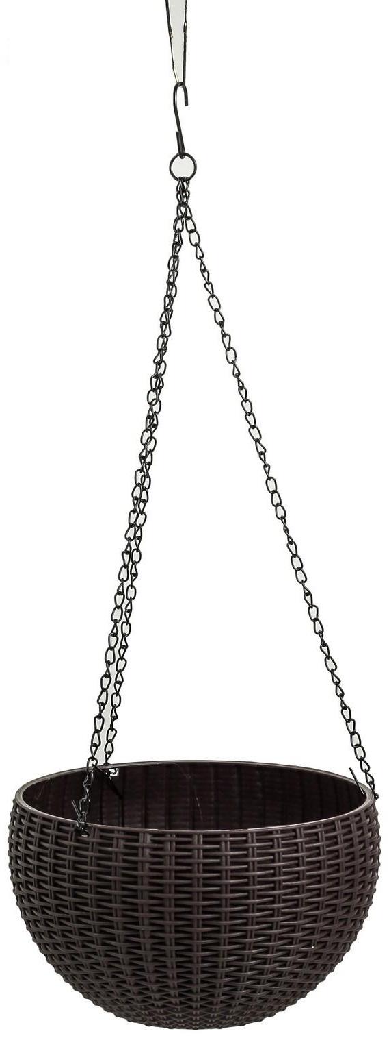 Кашпо пластиковое для цветов подвесное с внутренним поддоном, 2,7 л, цвет МИКС