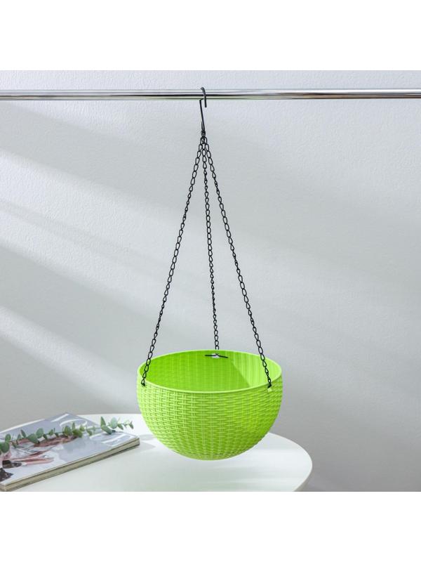 Кашпо пластиковое для цветов подвесное с внутренним поддоном, 2,7 л, цвет МИКС