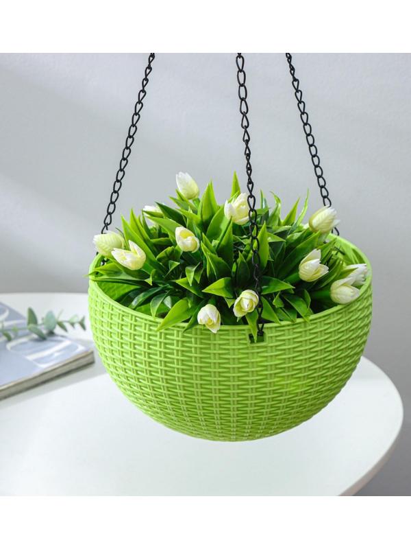 Кашпо пластиковое для цветов подвесное с внутренним поддоном, 2,7 л, цвет МИКС