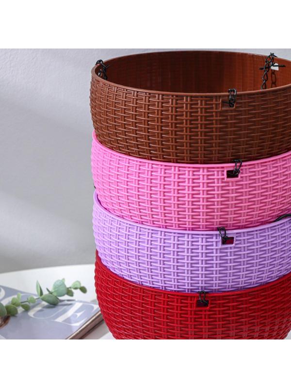 Кашпо пластиковое для цветов подвесное с внутренним поддоном, 2,7 л, цвет МИКС